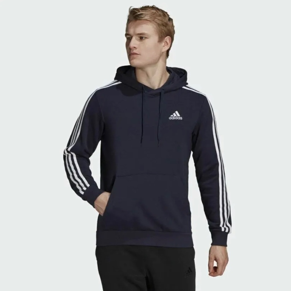 🔥NWT🔥Adidas Men's ESSENTIALS 3-STRIPES HOODIE Legend Ink / White GK9081 XL